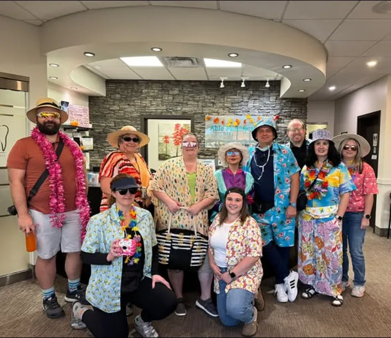 Able Family Dental staff dressed for a themed office day