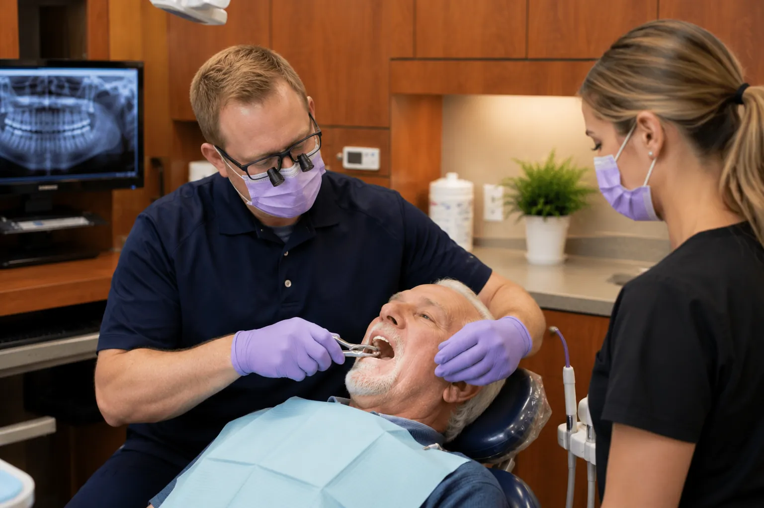 Dentist with patient